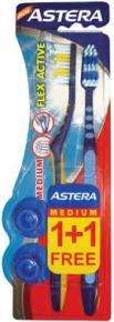 Astera Flex Active Duo Pack Medium четка за зъби 1+1 с поставки